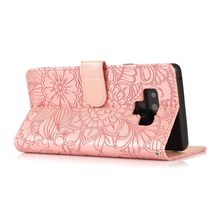 For Samsung Galaxy Note9 Skin Feel Embossed Sunflower Horizontal Flip Leather Case with Holder & Card Slots & Wallet & Lanyard