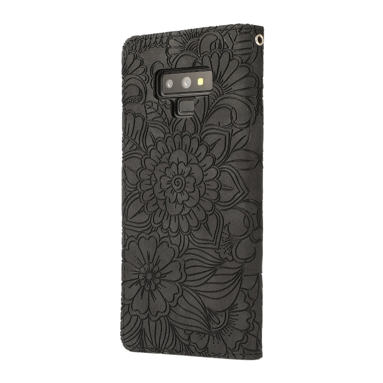 For Samsung Galaxy Note9 Skin Feel Embossed Sunflower Horizontal Flip Leather Case with Holder & Card Slots & Wallet & Lanyard