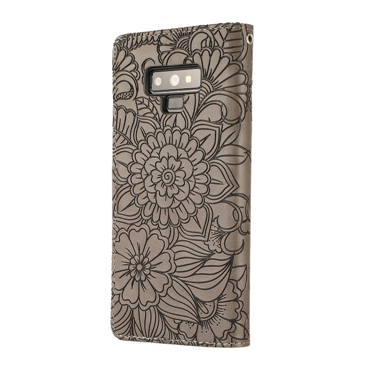 For Samsung Galaxy Note9 Skin Feel Embossed Sunflower Horizontal Flip Leather Case with Holder & Card Slots & Wallet & Lanyard