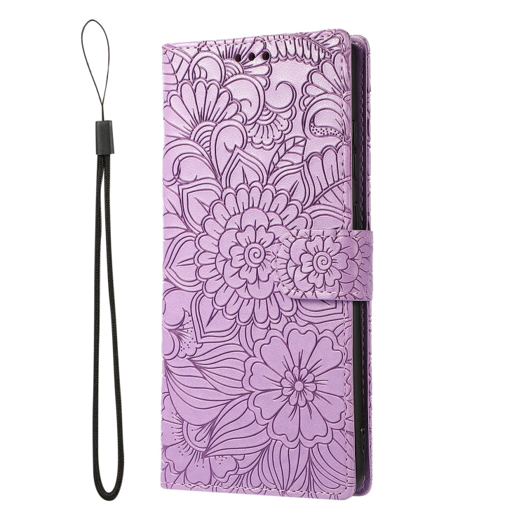 For Samsung Galaxy S20 Ultra Skin Feel Embossed Sunflower Horizontal Flip Leather Case with Holder & Card Slots & Wallet & Lanyard