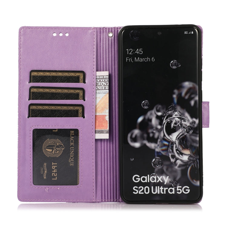 For Samsung Galaxy S20 Ultra Skin Feel Embossed Sunflower Horizontal Flip Leather Case with Holder & Card Slots & Wallet & Lanyard
