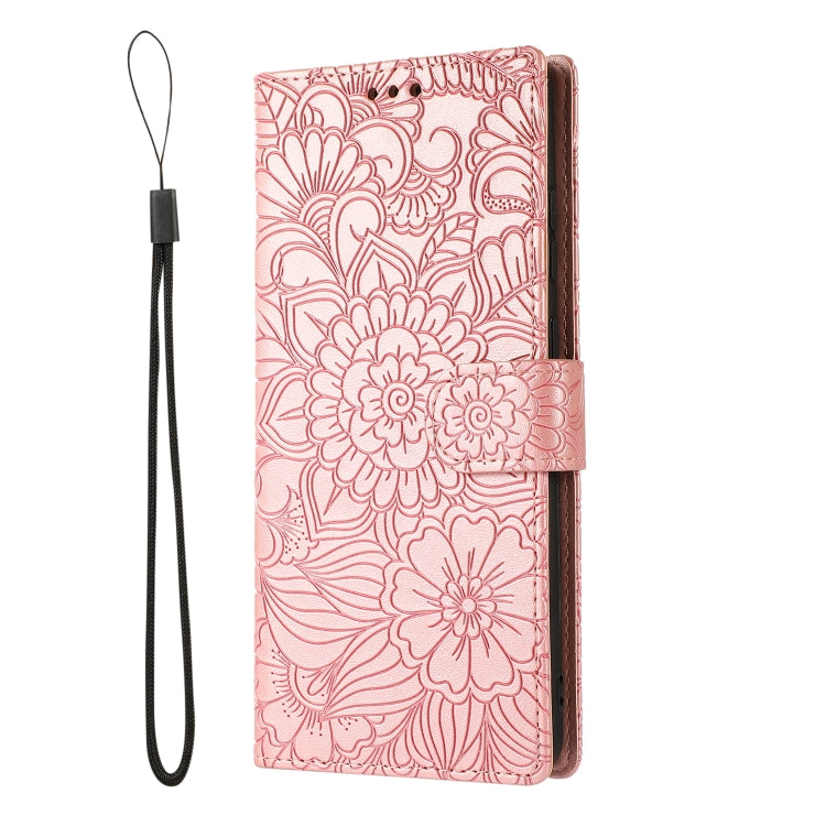 For Samsung Galaxy S20 Ultra Skin Feel Embossed Sunflower Horizontal Flip Leather Case with Holder & Card Slots & Wallet & Lanyard