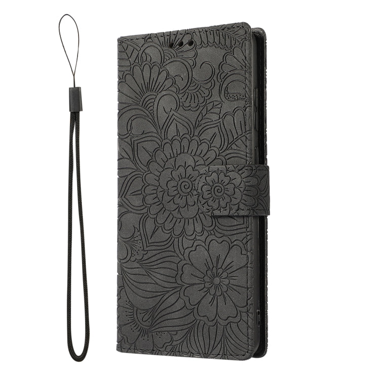 For Samsung Galaxy S20 Ultra Skin Feel Embossed Sunflower Horizontal Flip Leather Case with Holder & Card Slots & Wallet & Lanyard