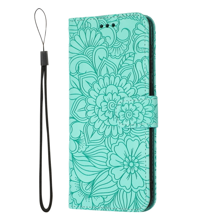 For Samsung Galaxy A30s Skin Feel Embossed Sunflower Horizontal Flip Leather Case with Holder & Card Slots & Wallet & Lanyard