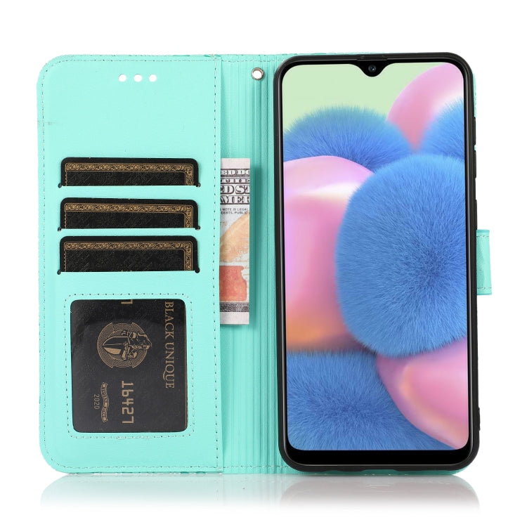 For Samsung Galaxy A30s Skin Feel Embossed Sunflower Horizontal Flip Leather Case with Holder & Card Slots & Wallet & Lanyard