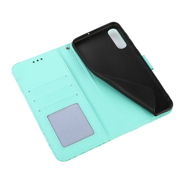 For Samsung Galaxy A30s Skin Feel Embossed Sunflower Horizontal Flip Leather Case with Holder & Card Slots & Wallet & Lanyard
