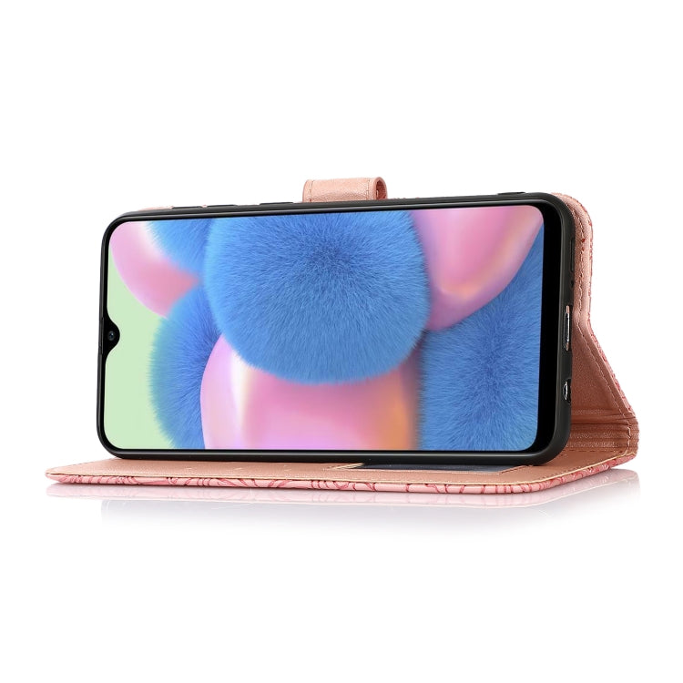 For Samsung Galaxy A30s Skin Feel Embossed Sunflower Horizontal Flip Leather Case with Holder & Card Slots & Wallet & Lanyard