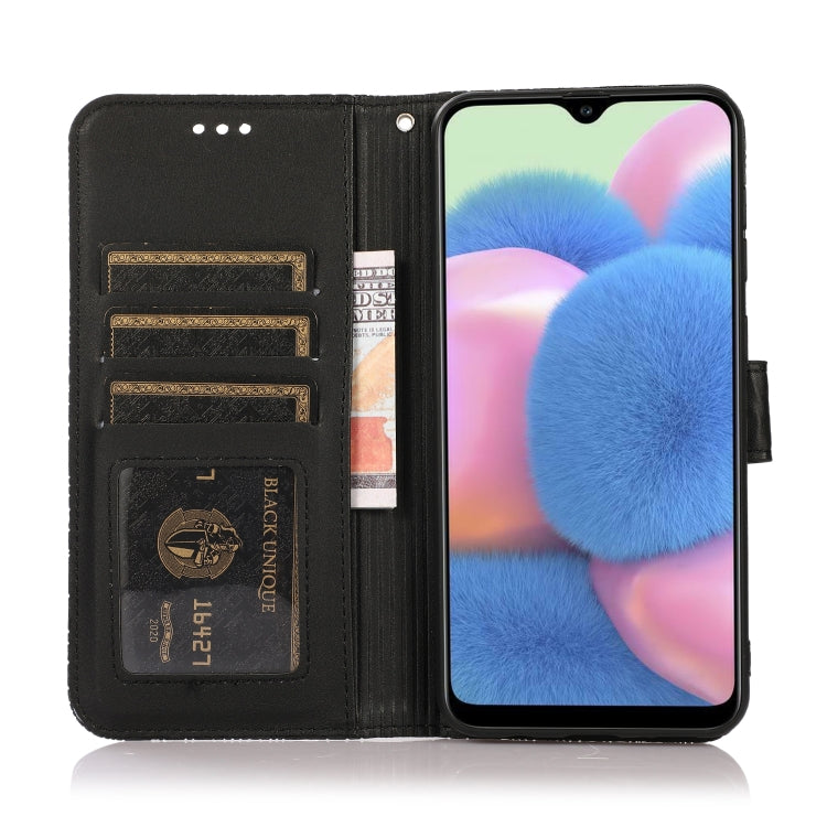 For Samsung Galaxy A30s Skin Feel Embossed Sunflower Horizontal Flip Leather Case with Holder & Card Slots & Wallet & Lanyard