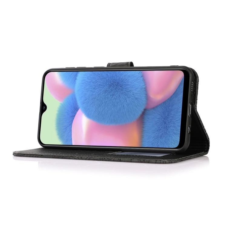 For Samsung Galaxy A30s Skin Feel Embossed Sunflower Horizontal Flip Leather Case with Holder & Card Slots & Wallet & Lanyard