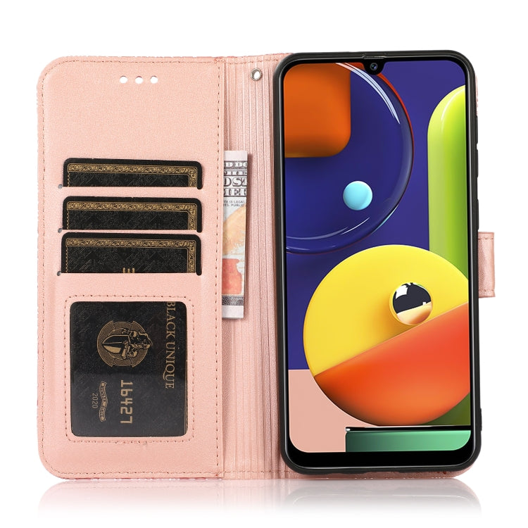 For Samsung Galaxy A50s Skin Feel Embossed Sunflower Horizontal Flip Leather Case with Holder & Card Slots & Wallet & Lanyard