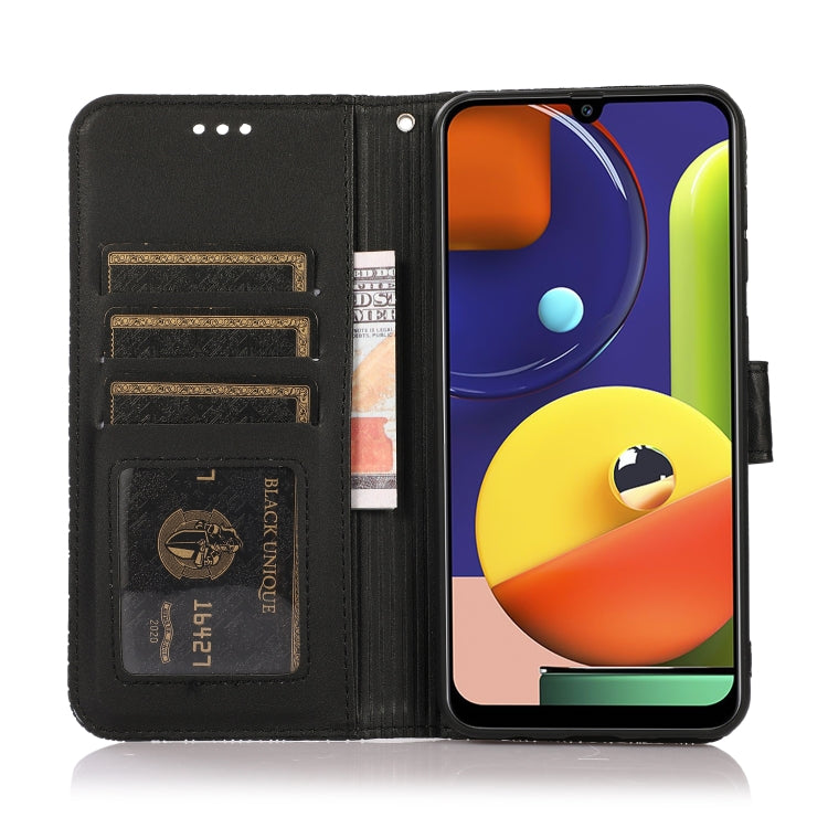 For Samsung Galaxy A50s Skin Feel Embossed Sunflower Horizontal Flip Leather Case with Holder & Card Slots & Wallet & Lanyard