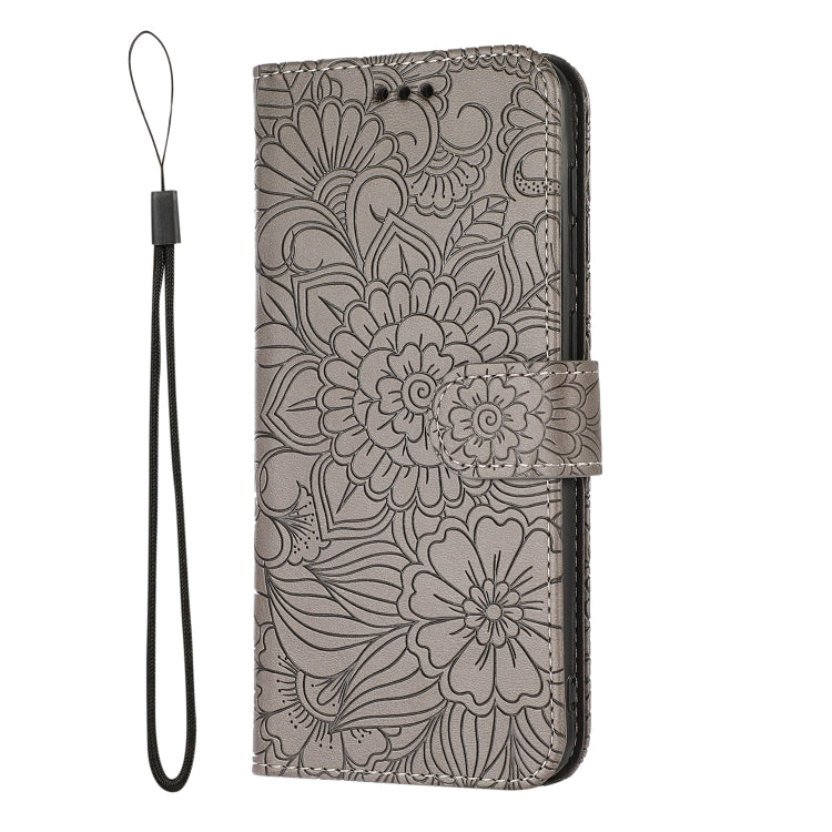 For Samsung Galaxy A50s Skin Feel Embossed Sunflower Horizontal Flip Leather Case with Holder & Card Slots & Wallet & Lanyard