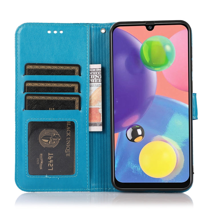 For Samsung Galaxy A70s Skin Feel Embossed Sunflower Horizontal Flip Leather Case with Holder & Card Slots & Wallet & Lanyard