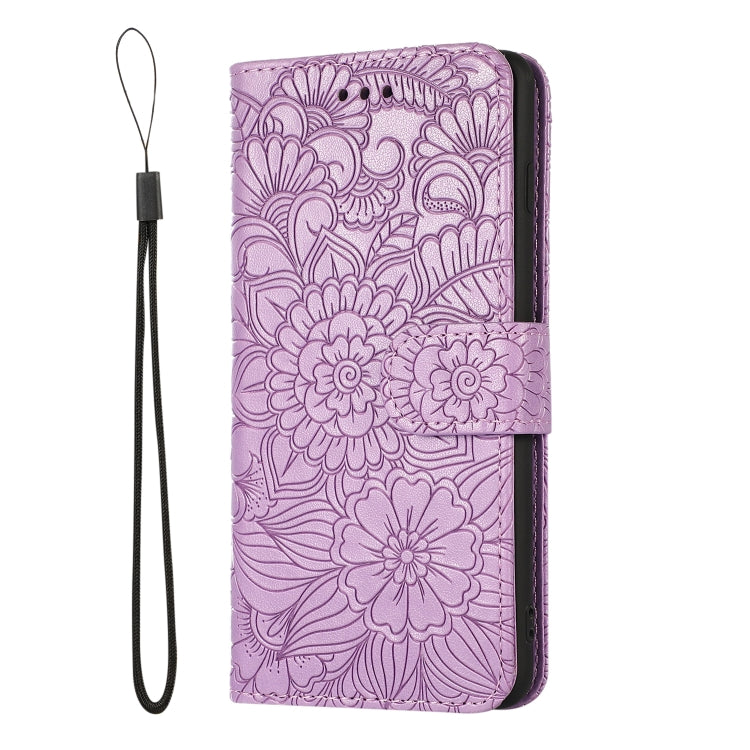 For Samsung Galaxy S10+ Skin Feel Embossed Sunflower Horizontal Flip Leather Case with Holder & Card Slots & Wallet & Lanyard