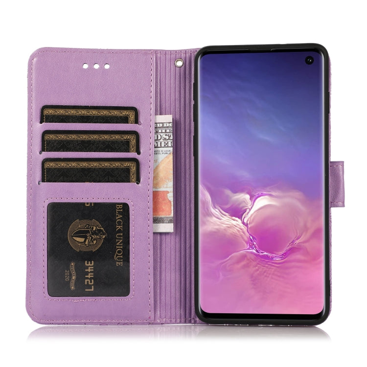 For Samsung Galaxy S10+ Skin Feel Embossed Sunflower Horizontal Flip Leather Case with Holder & Card Slots & Wallet & Lanyard