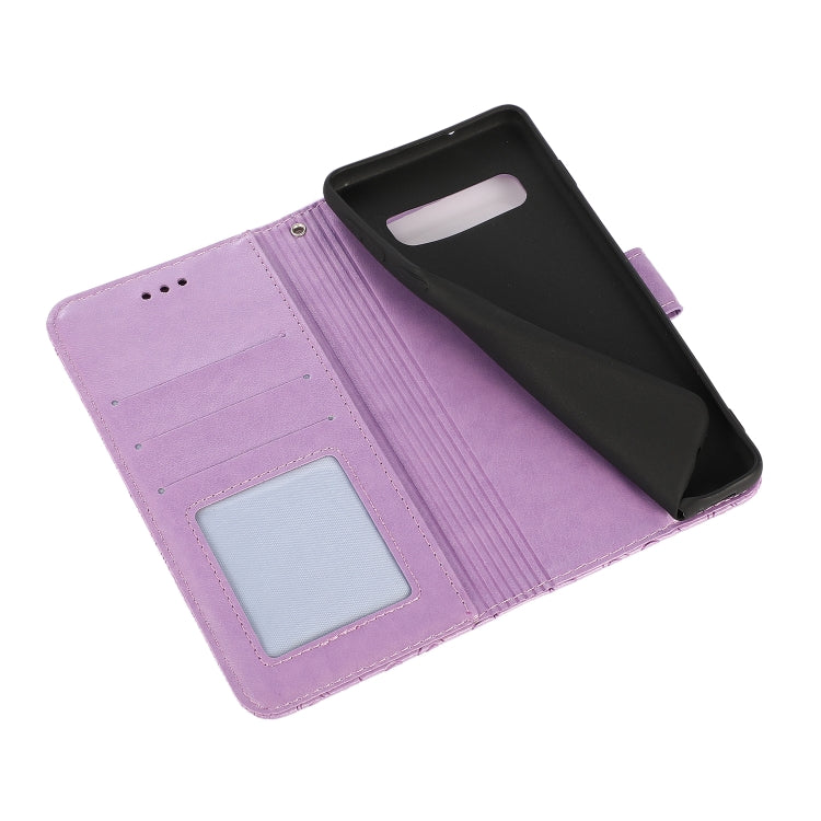 For Samsung Galaxy S10+ Skin Feel Embossed Sunflower Horizontal Flip Leather Case with Holder & Card Slots & Wallet & Lanyard