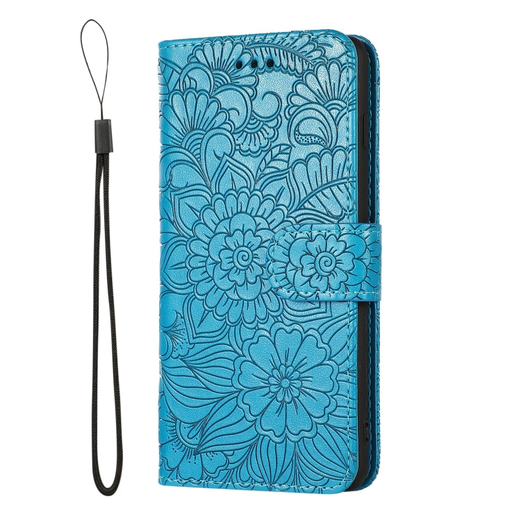 For Samsung Galaxy S10+ Skin Feel Embossed Sunflower Horizontal Flip Leather Case with Holder & Card Slots & Wallet & Lanyard