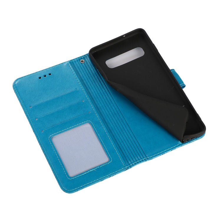 For Samsung Galaxy S10+ Skin Feel Embossed Sunflower Horizontal Flip Leather Case with Holder & Card Slots & Wallet & Lanyard