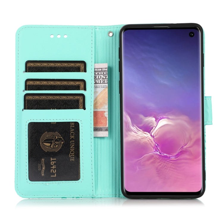 For Samsung Galaxy S10+ Skin Feel Embossed Sunflower Horizontal Flip Leather Case with Holder & Card Slots & Wallet & Lanyard