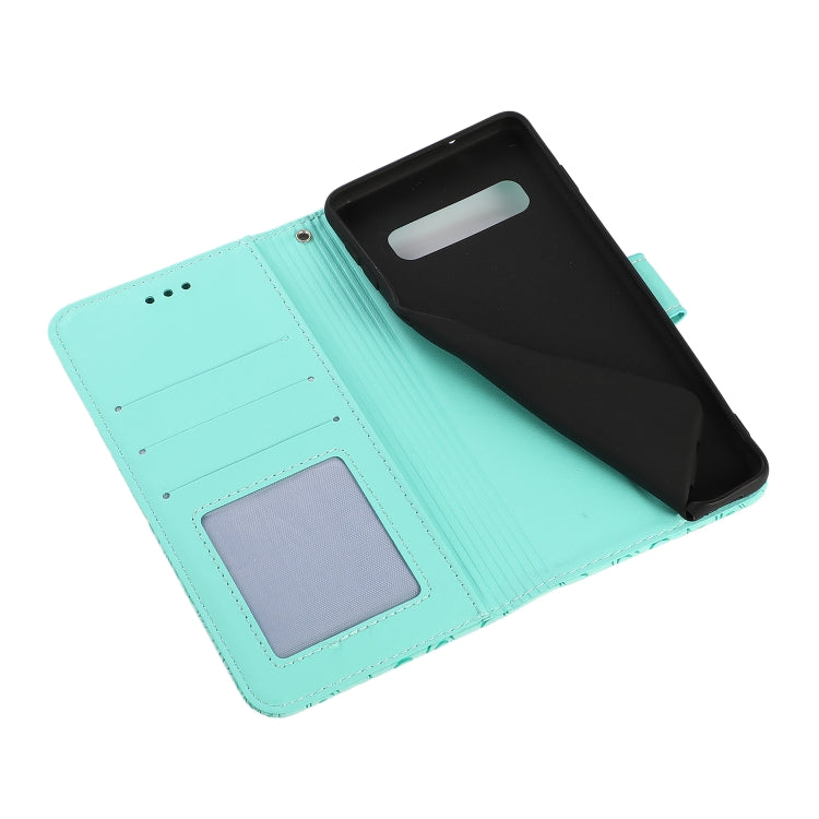 For Samsung Galaxy S10+ Skin Feel Embossed Sunflower Horizontal Flip Leather Case with Holder & Card Slots & Wallet & Lanyard