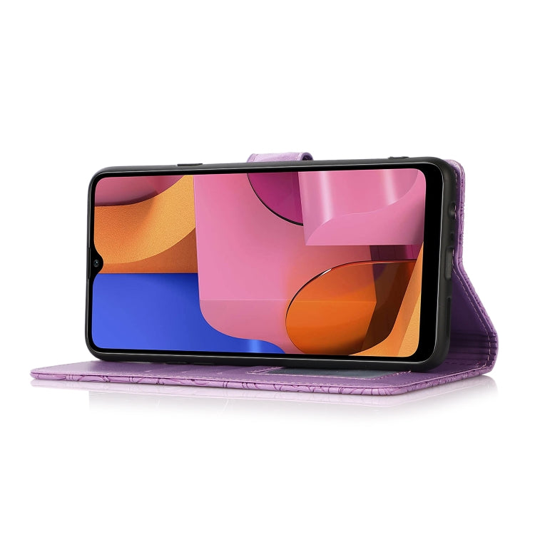 For Samsung Galaxy A20s Skin Feel Embossed Sunflower Horizontal Flip Leather Case with Holder & Card Slots & Wallet & Lanyard