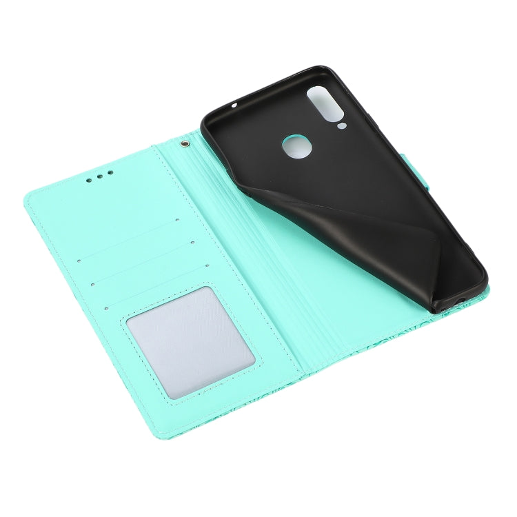 For Samsung Galaxy A20s Skin Feel Embossed Sunflower Horizontal Flip Leather Case with Holder & Card Slots & Wallet & Lanyard
