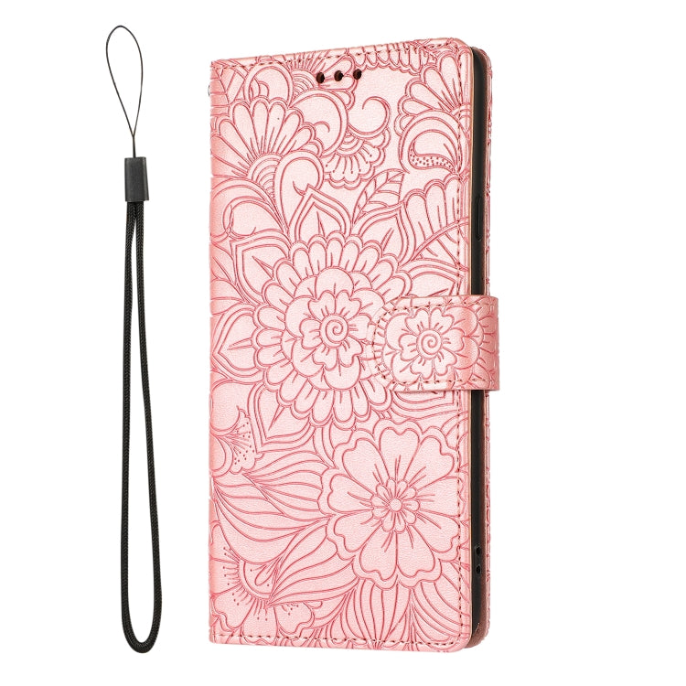 For Samsung Galaxy A20s Skin Feel Embossed Sunflower Horizontal Flip Leather Case with Holder & Card Slots & Wallet & Lanyard