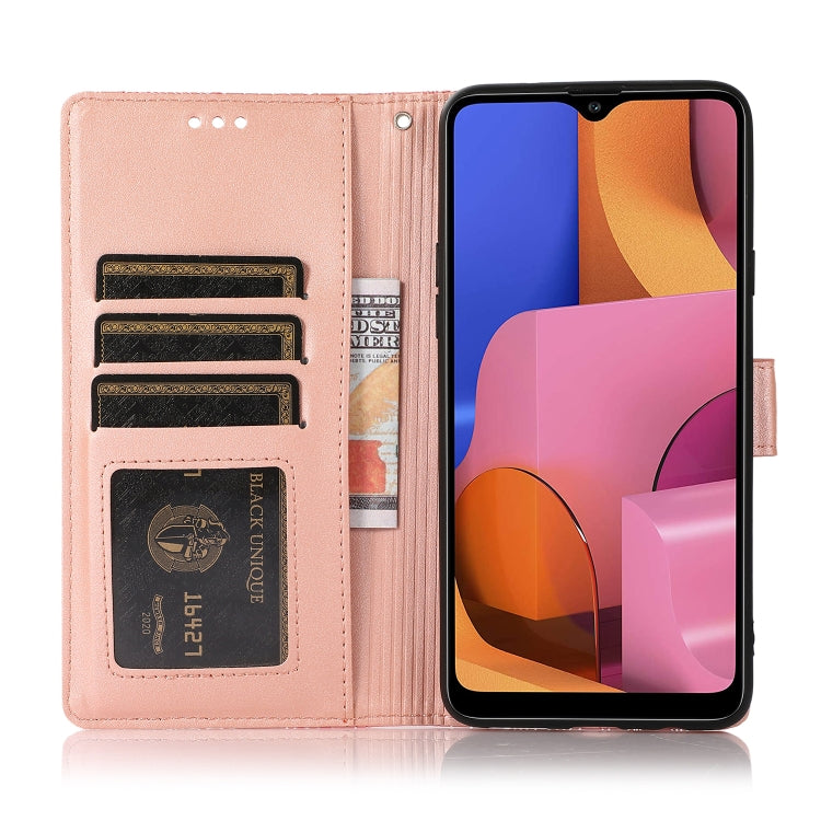 For Samsung Galaxy A20s Skin Feel Embossed Sunflower Horizontal Flip Leather Case with Holder & Card Slots & Wallet & Lanyard