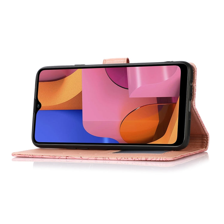 For Samsung Galaxy A20s Skin Feel Embossed Sunflower Horizontal Flip Leather Case with Holder & Card Slots & Wallet & Lanyard