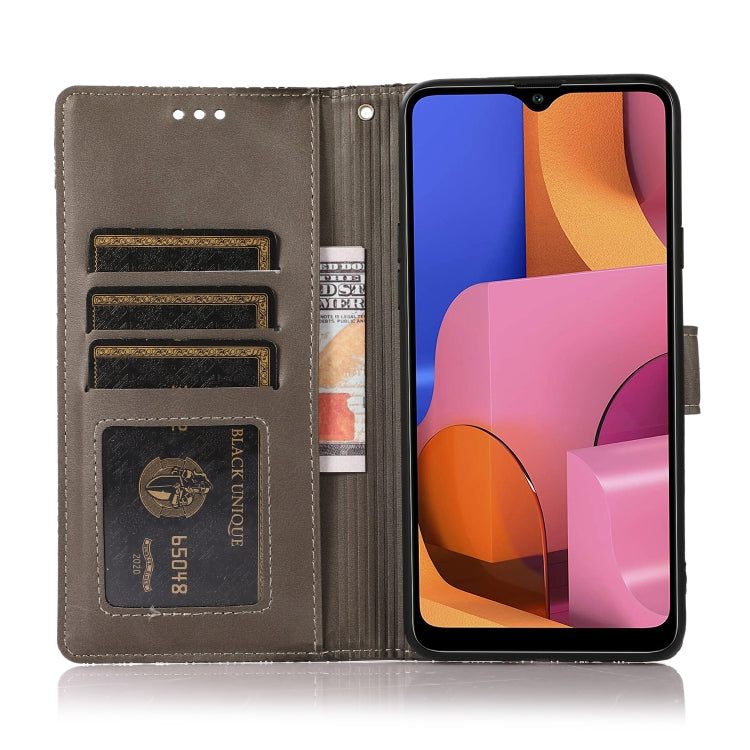 For Samsung Galaxy A20s Skin Feel Embossed Sunflower Horizontal Flip Leather Case with Holder & Card Slots & Wallet & Lanyard