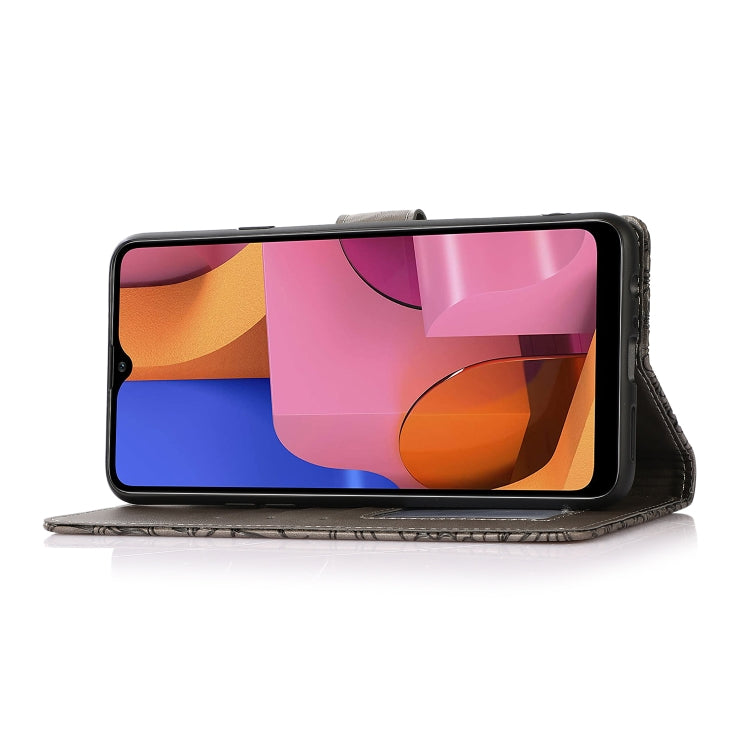 For Samsung Galaxy A20s Skin Feel Embossed Sunflower Horizontal Flip Leather Case with Holder & Card Slots & Wallet & Lanyard