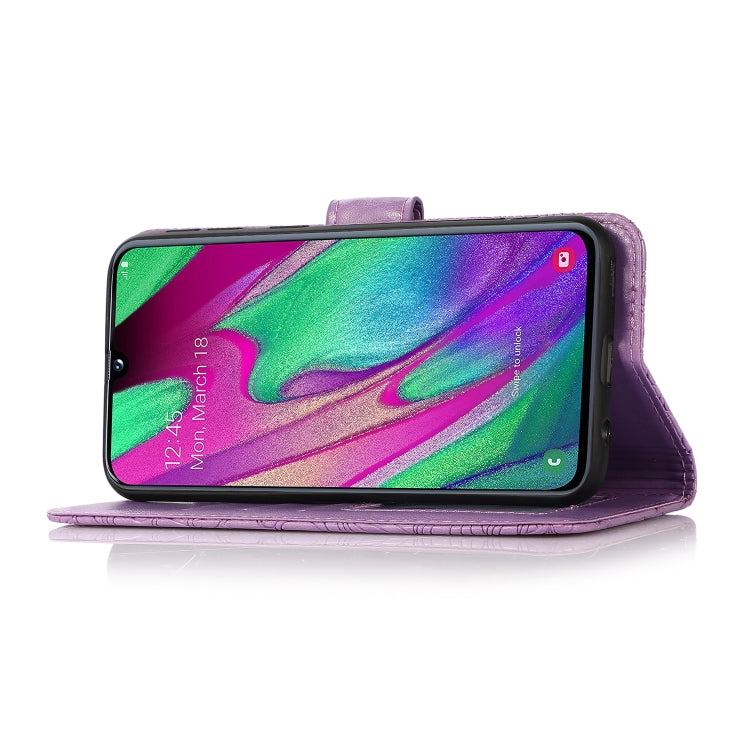 For Samsung Galaxy A40 Skin Feel Embossed Sunflower Horizontal Flip Leather Case with Holder & Card Slots & Wallet & Lanyard