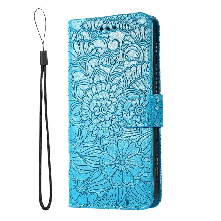 For Samsung Galaxy A40 Skin Feel Embossed Sunflower Horizontal Flip Leather Case with Holder & Card Slots & Wallet & Lanyard
