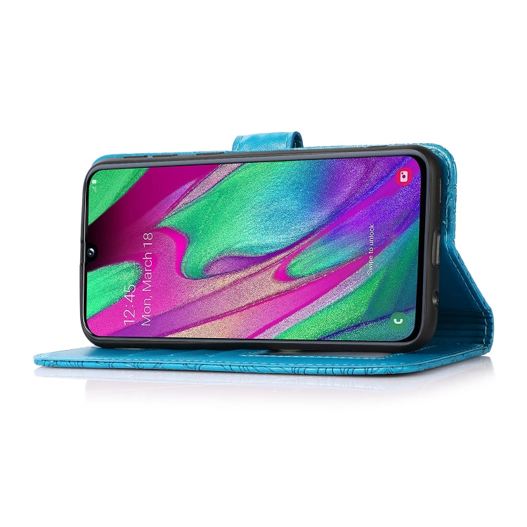 For Samsung Galaxy A40 Skin Feel Embossed Sunflower Horizontal Flip Leather Case with Holder & Card Slots & Wallet & Lanyard