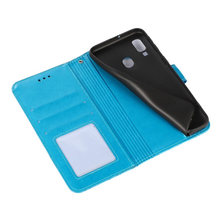 For Samsung Galaxy A40 Skin Feel Embossed Sunflower Horizontal Flip Leather Case with Holder & Card Slots & Wallet & Lanyard