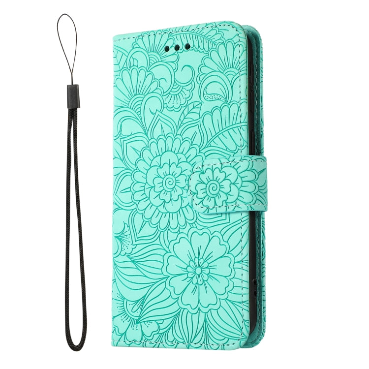 For Samsung Galaxy A40 Skin Feel Embossed Sunflower Horizontal Flip Leather Case with Holder & Card Slots & Wallet & Lanyard