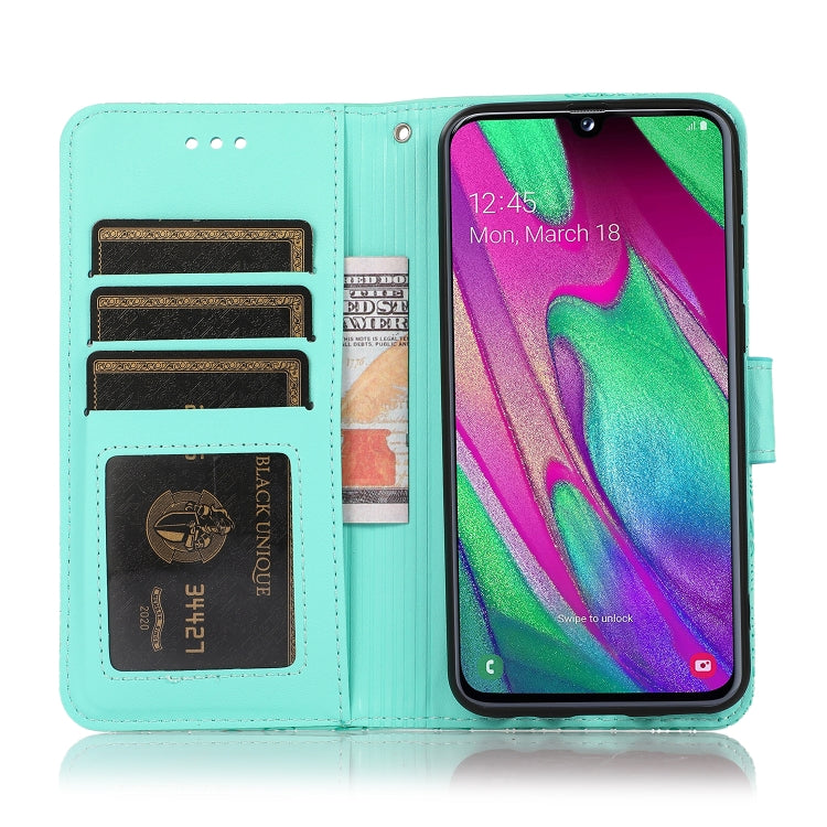 For Samsung Galaxy A40 Skin Feel Embossed Sunflower Horizontal Flip Leather Case with Holder & Card Slots & Wallet & Lanyard