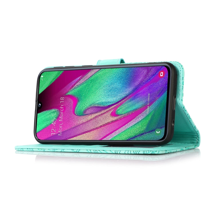 For Samsung Galaxy A40 Skin Feel Embossed Sunflower Horizontal Flip Leather Case with Holder & Card Slots & Wallet & Lanyard