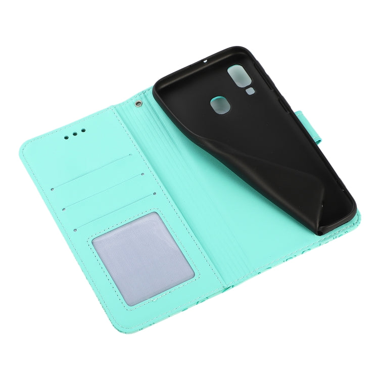For Samsung Galaxy A40 Skin Feel Embossed Sunflower Horizontal Flip Leather Case with Holder & Card Slots & Wallet & Lanyard