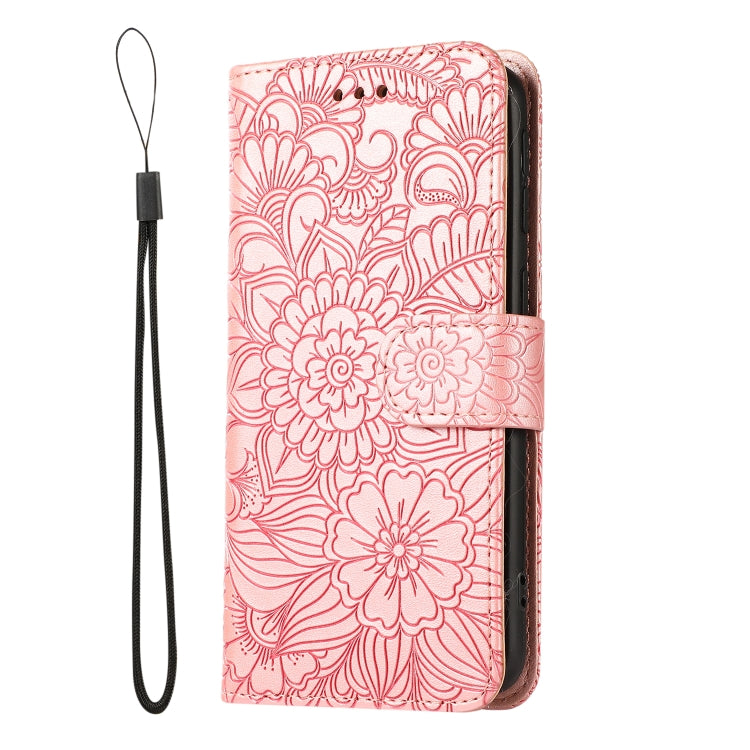 For Samsung Galaxy A40 Skin Feel Embossed Sunflower Horizontal Flip Leather Case with Holder & Card Slots & Wallet & Lanyard