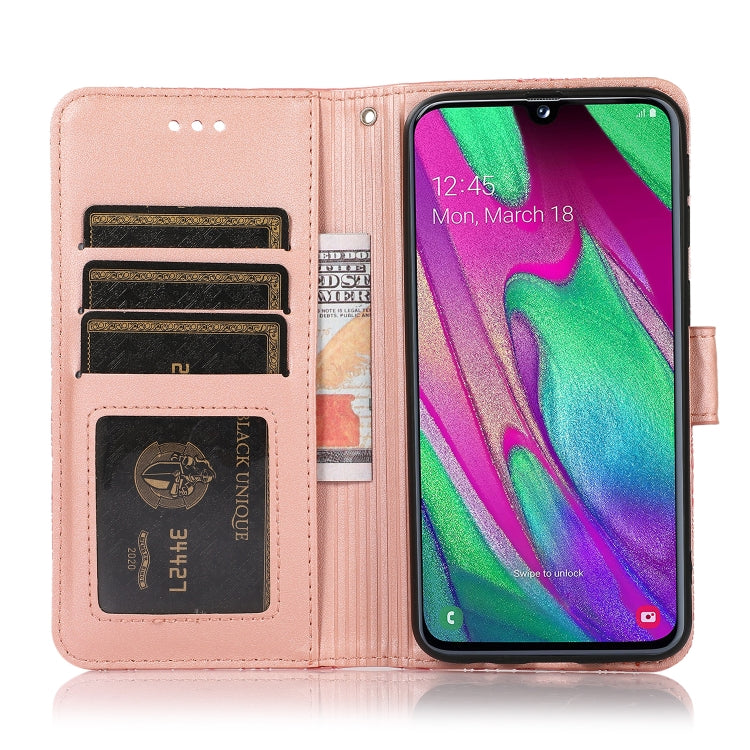 For Samsung Galaxy A40 Skin Feel Embossed Sunflower Horizontal Flip Leather Case with Holder & Card Slots & Wallet & Lanyard