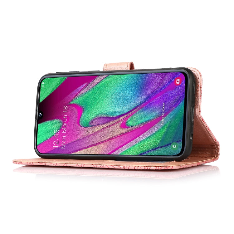 For Samsung Galaxy A40 Skin Feel Embossed Sunflower Horizontal Flip Leather Case with Holder & Card Slots & Wallet & Lanyard
