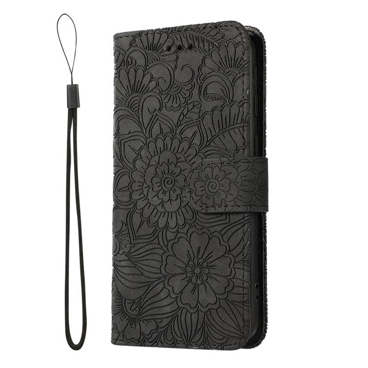 For Samsung Galaxy A40 Skin Feel Embossed Sunflower Horizontal Flip Leather Case with Holder & Card Slots & Wallet & Lanyard