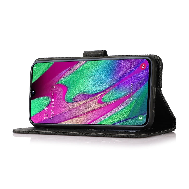 For Samsung Galaxy A40 Skin Feel Embossed Sunflower Horizontal Flip Leather Case with Holder & Card Slots & Wallet & Lanyard