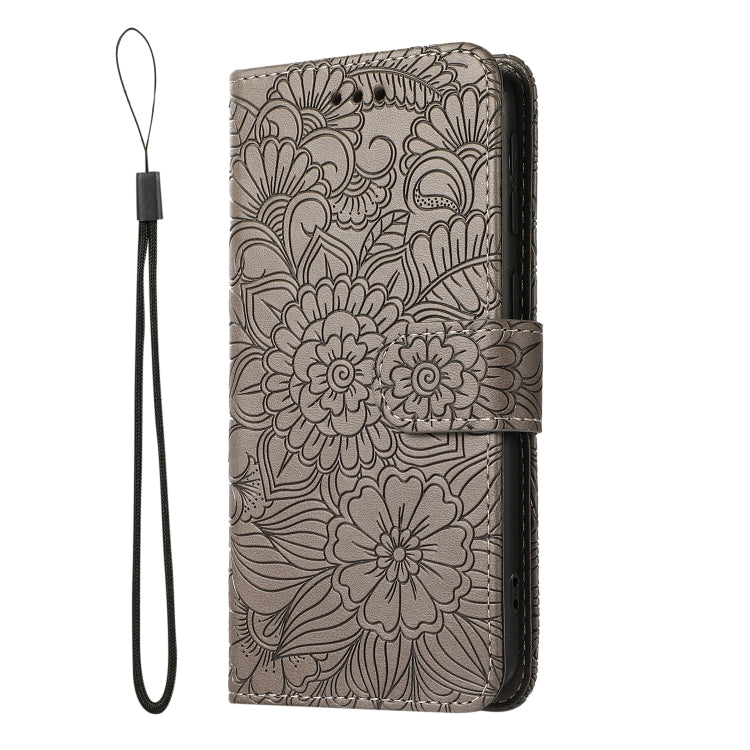 For Samsung Galaxy A40 Skin Feel Embossed Sunflower Horizontal Flip Leather Case with Holder & Card Slots & Wallet & Lanyard