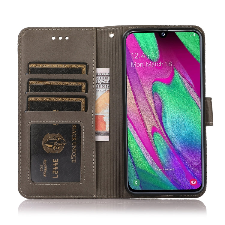 For Samsung Galaxy A40 Skin Feel Embossed Sunflower Horizontal Flip Leather Case with Holder & Card Slots & Wallet & Lanyard