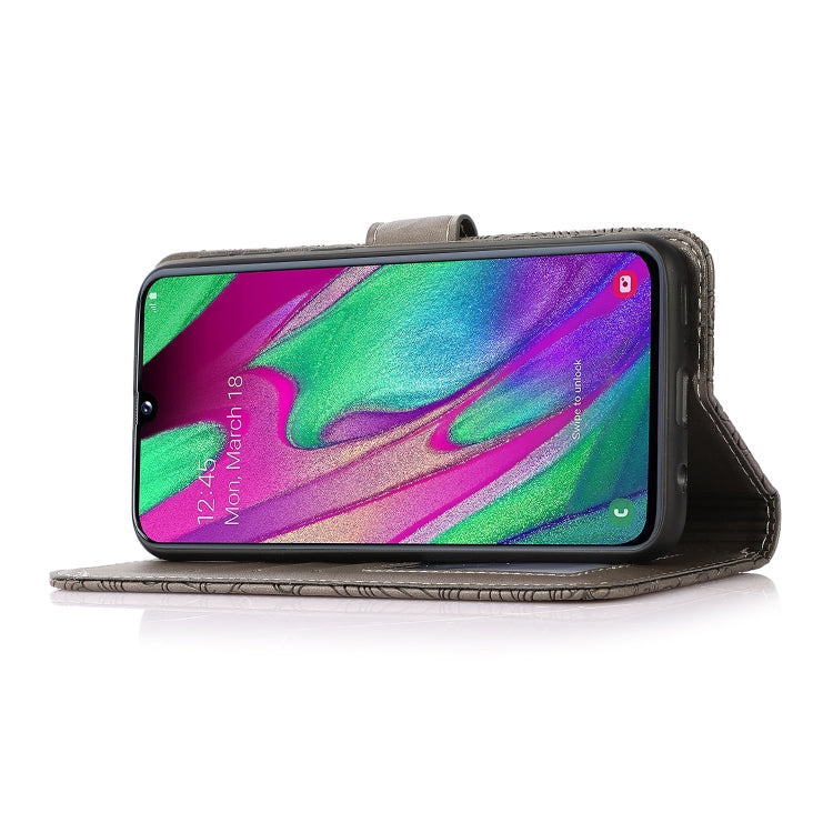 For Samsung Galaxy A40 Skin Feel Embossed Sunflower Horizontal Flip Leather Case with Holder & Card Slots & Wallet & Lanyard