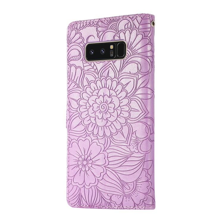 For Samsung Galaxy Note8 Skin Feel Embossed Sunflower Horizontal Flip Leather Case with Holder & Card Slots & Wallet & Lanyard