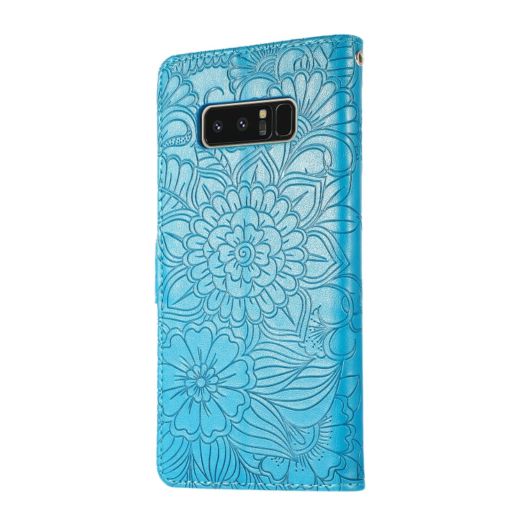 For Samsung Galaxy Note8 Skin Feel Embossed Sunflower Horizontal Flip Leather Case with Holder & Card Slots & Wallet & Lanyard
