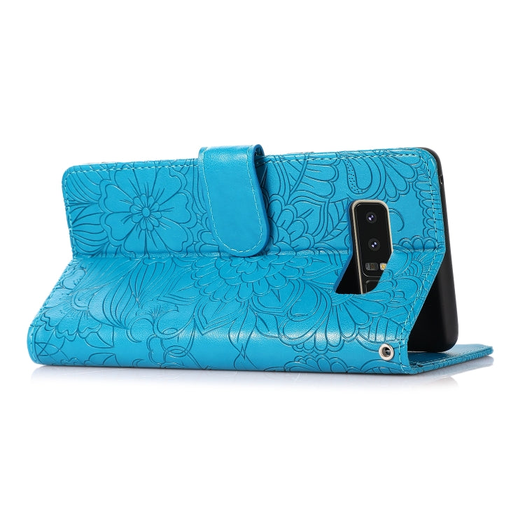 For Samsung Galaxy Note8 Skin Feel Embossed Sunflower Horizontal Flip Leather Case with Holder & Card Slots & Wallet & Lanyard